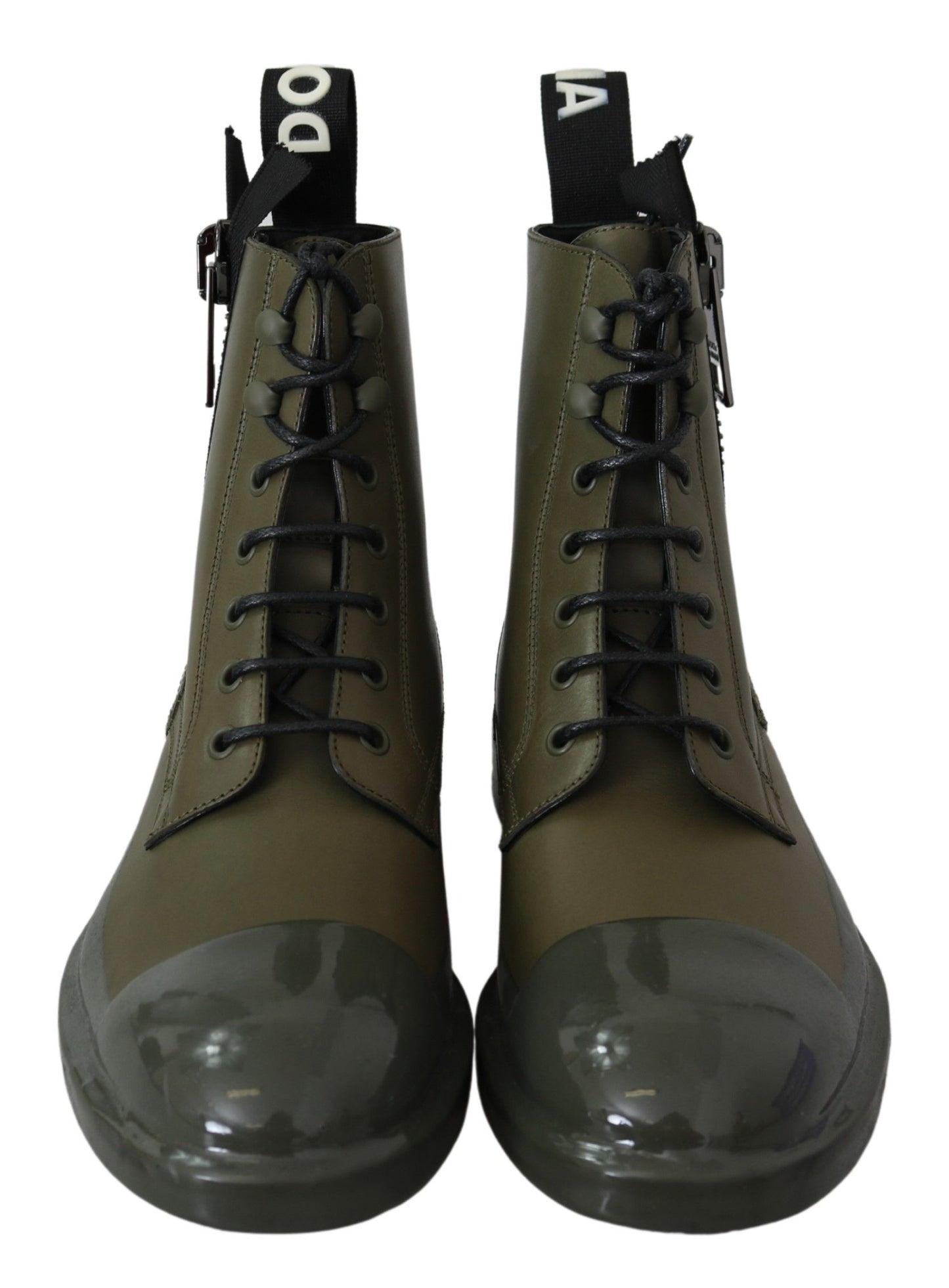 Dolce &amp; Gabbana Bottes en cuir vert Zipper Chaussures pour hommes