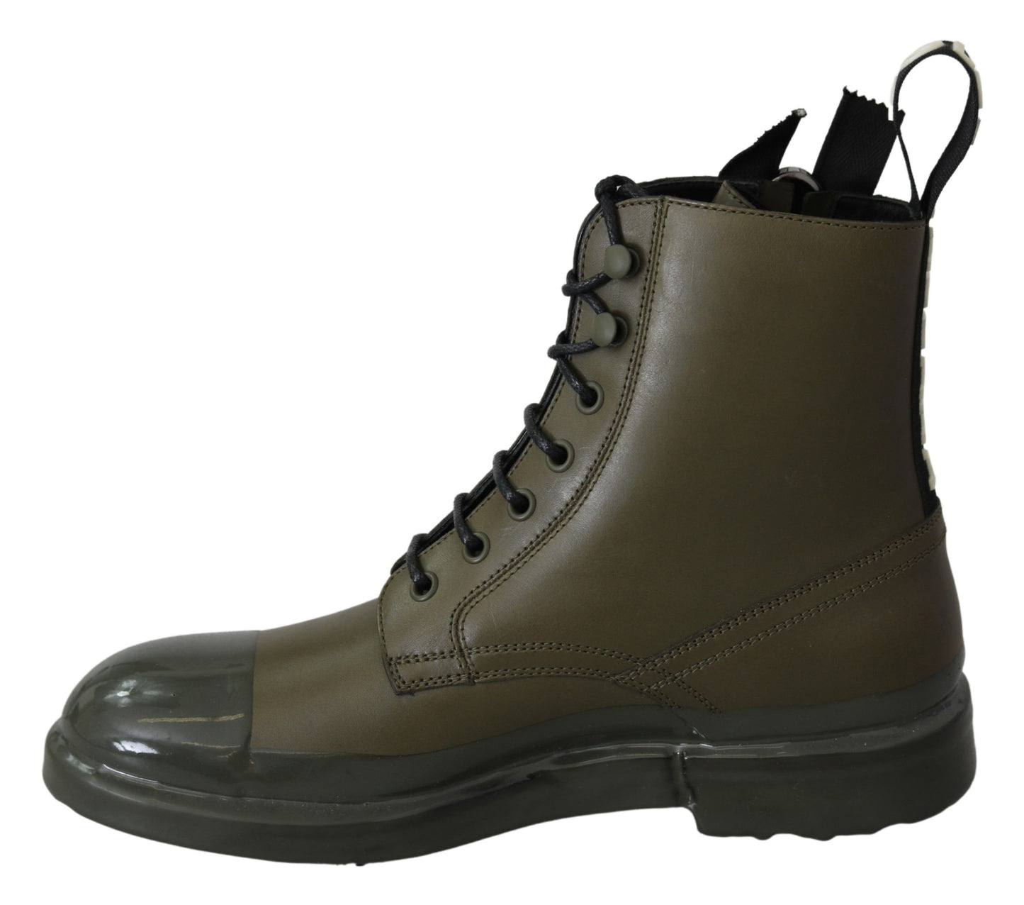 Dolce &amp; Gabbana Bottes en cuir vert Zipper Chaussures pour hommes