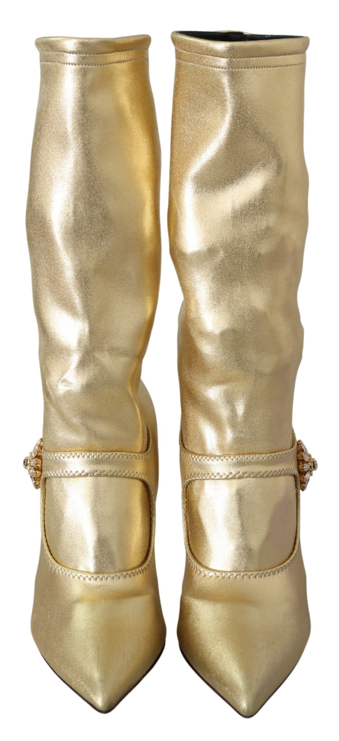 Dolce &amp; Gabbana Gold Strass Stiefeletten Socken Schuhe