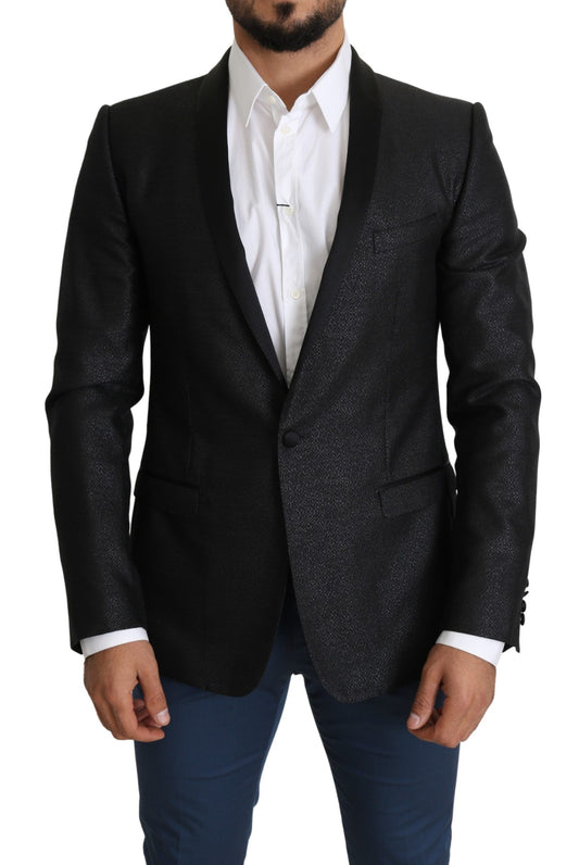 Dolce &amp; Gabbana Blazer OR à simple boutonnage en jacquard noir