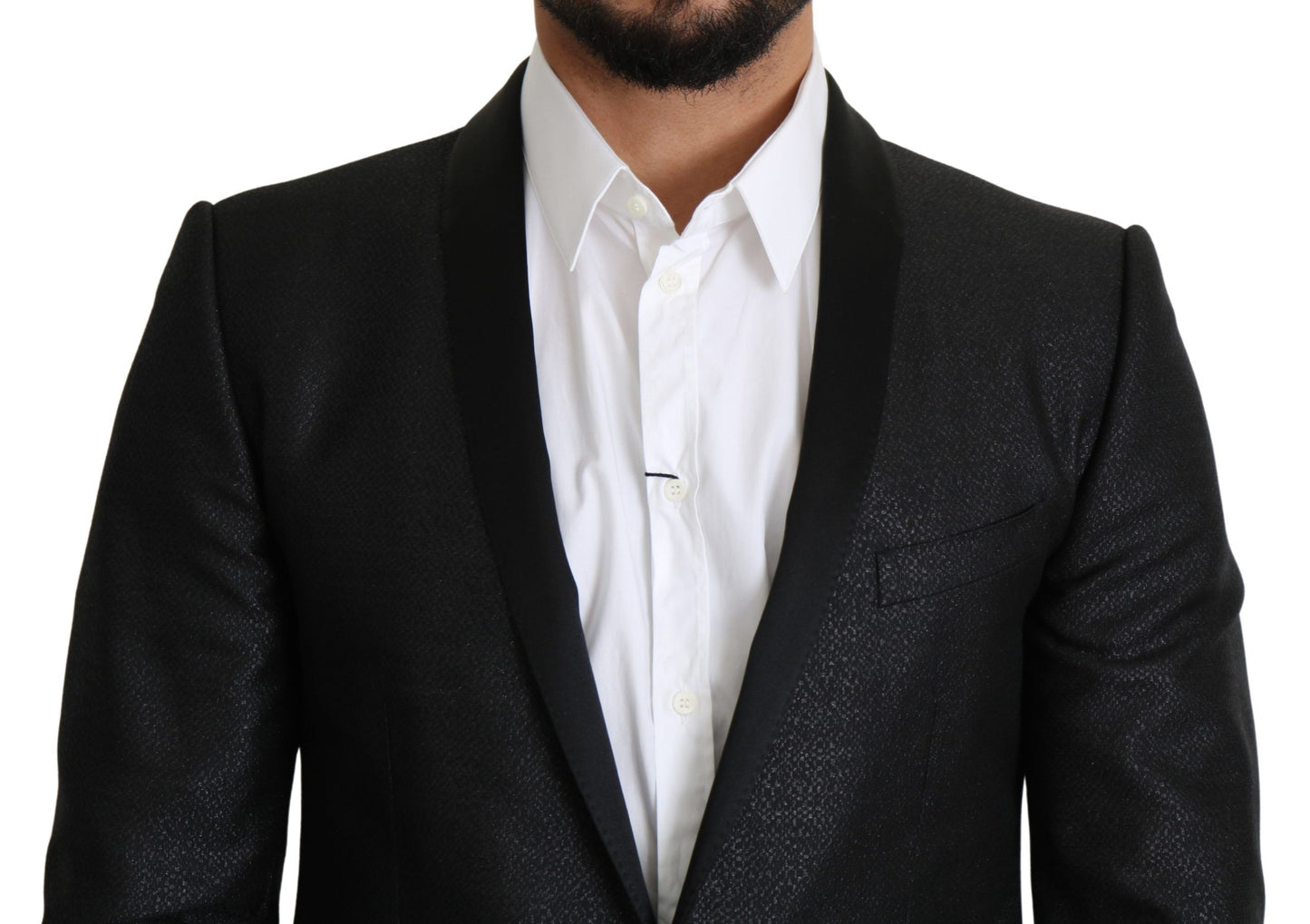 Dolce &amp; Gabbana Blazer OR à simple boutonnage en jacquard noir