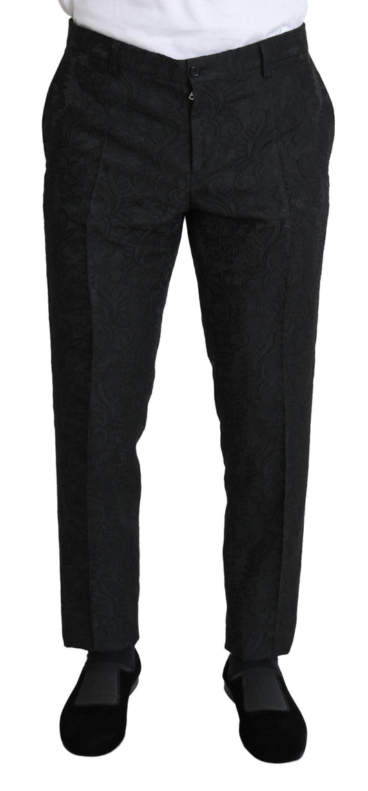 Dolce &amp; Gabbana Pantalon slim en brocart floral noir