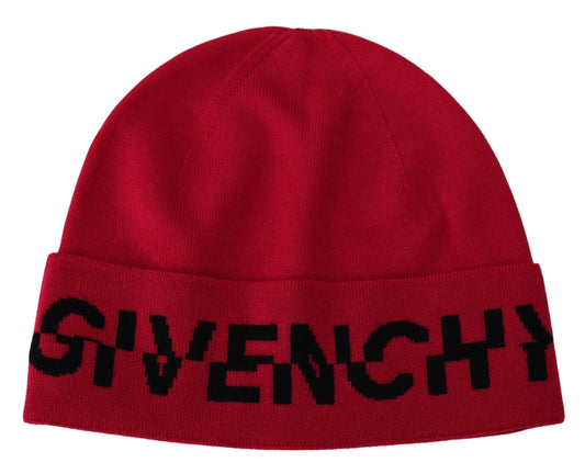 Givenchy Rot Rosa Wollmütze Unisex Herren Damen Beanie Mütze