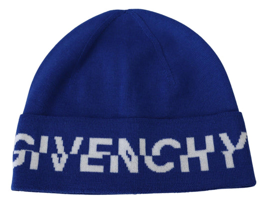 Bonnet chaud d'hiver unisexe en laine bleue Givenchy