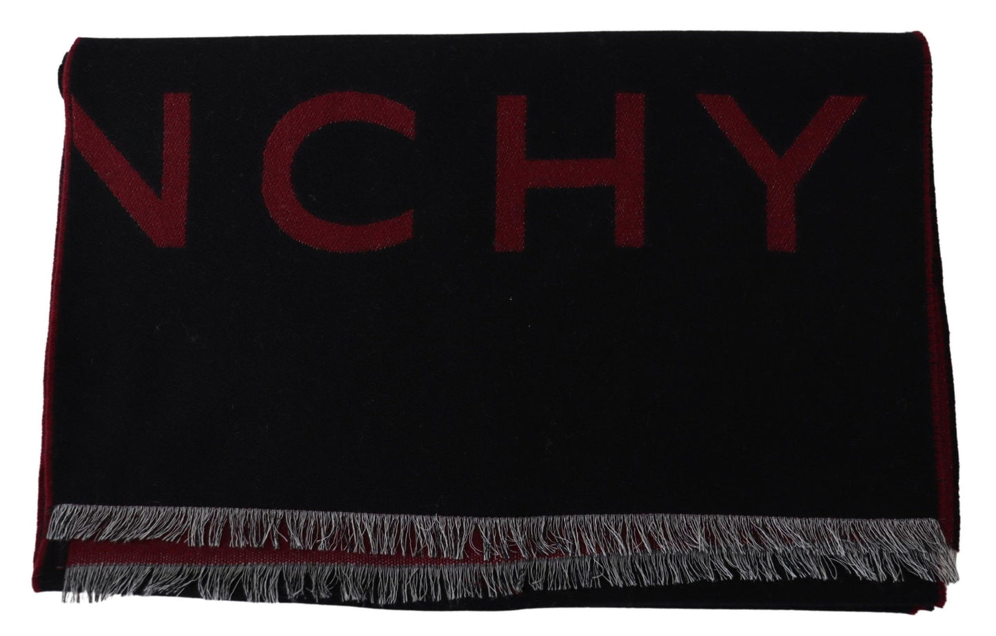 Givenchy Schwarz Rot Wolle Unisex Winter Warmer Wickelschal Schal