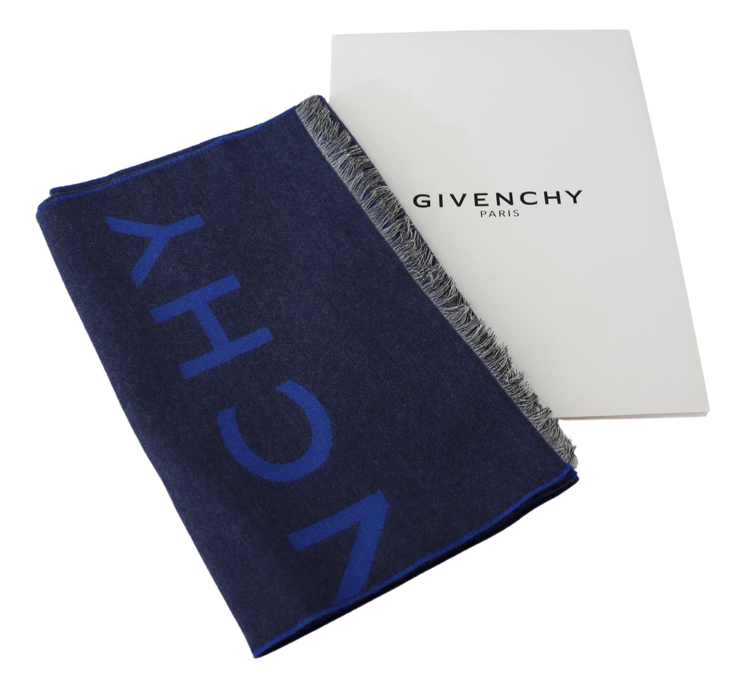 Givenchy Bleu Laine Unisexe Hiver Chaud Écharpe Wrap Châle