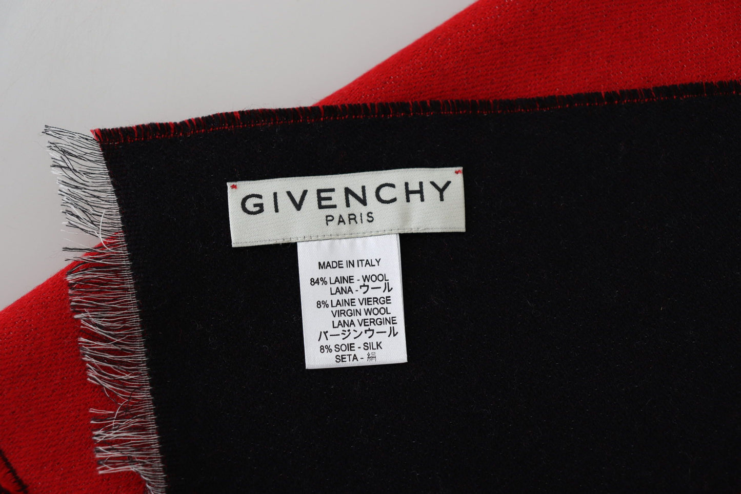 Givenchy Rot Schwarz Wolle Unisex Winter Warmer Schal Wickelschal