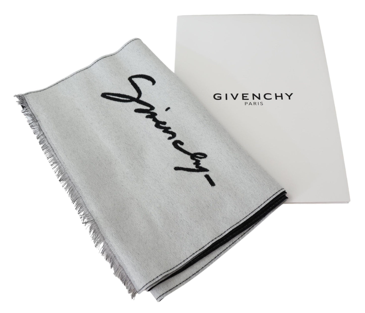 Givenchy Schwarz Weiß Wolle Unisex Winter Warmer Schal Wickelschal