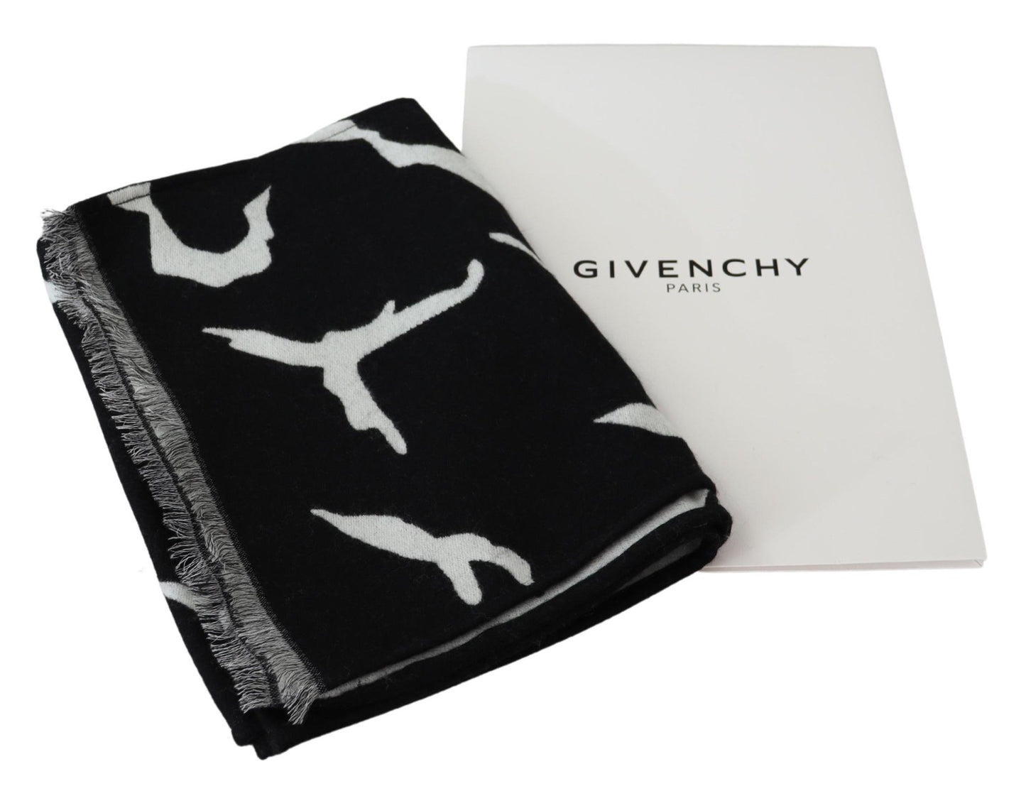 Givenchy Noir Blanc Laine Unisexe Hiver Chaud Écharpe Wrap Châle