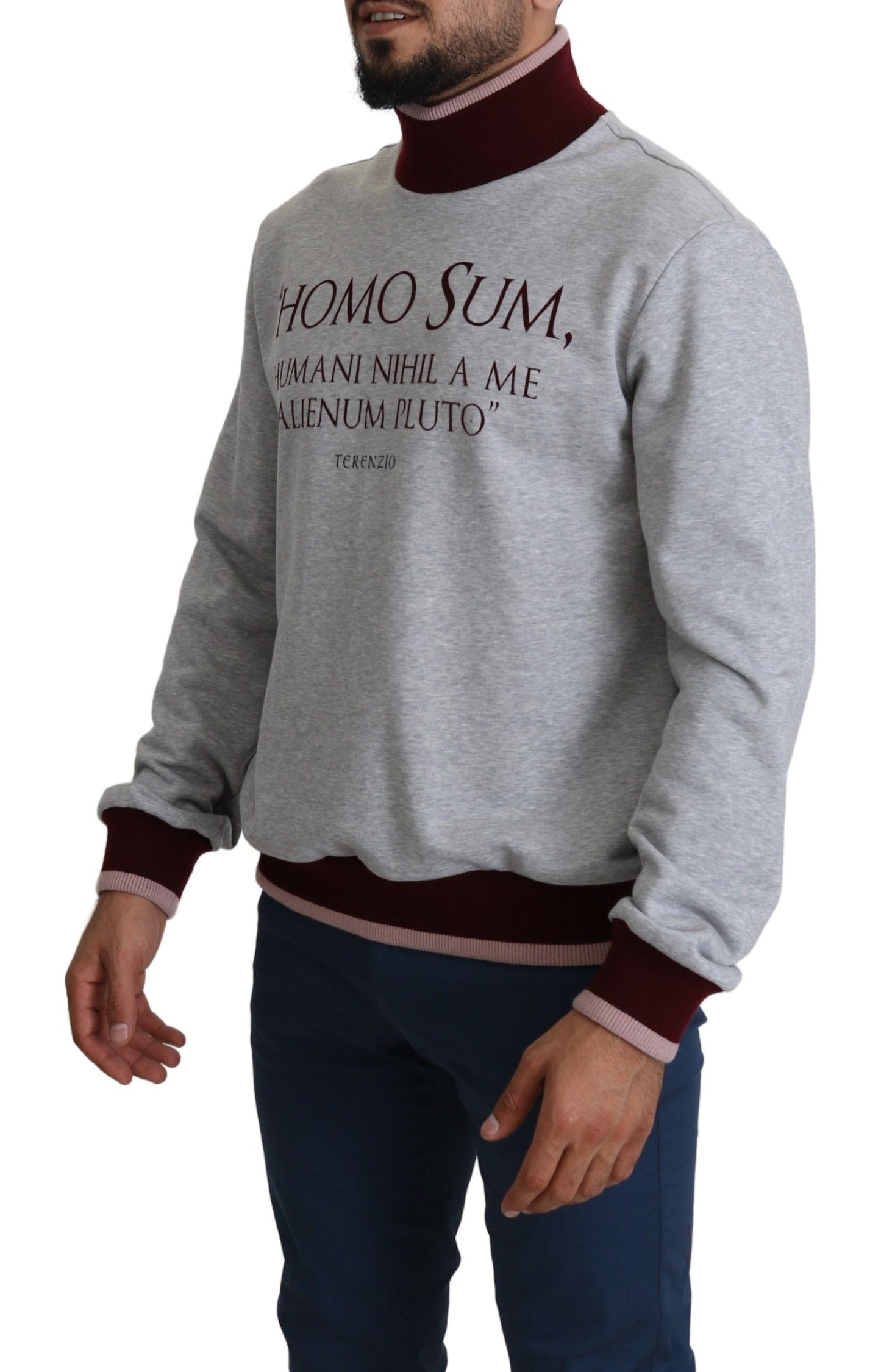 Dolce &amp; Gabbana Grauer Homo Sum Rollkragenpullover