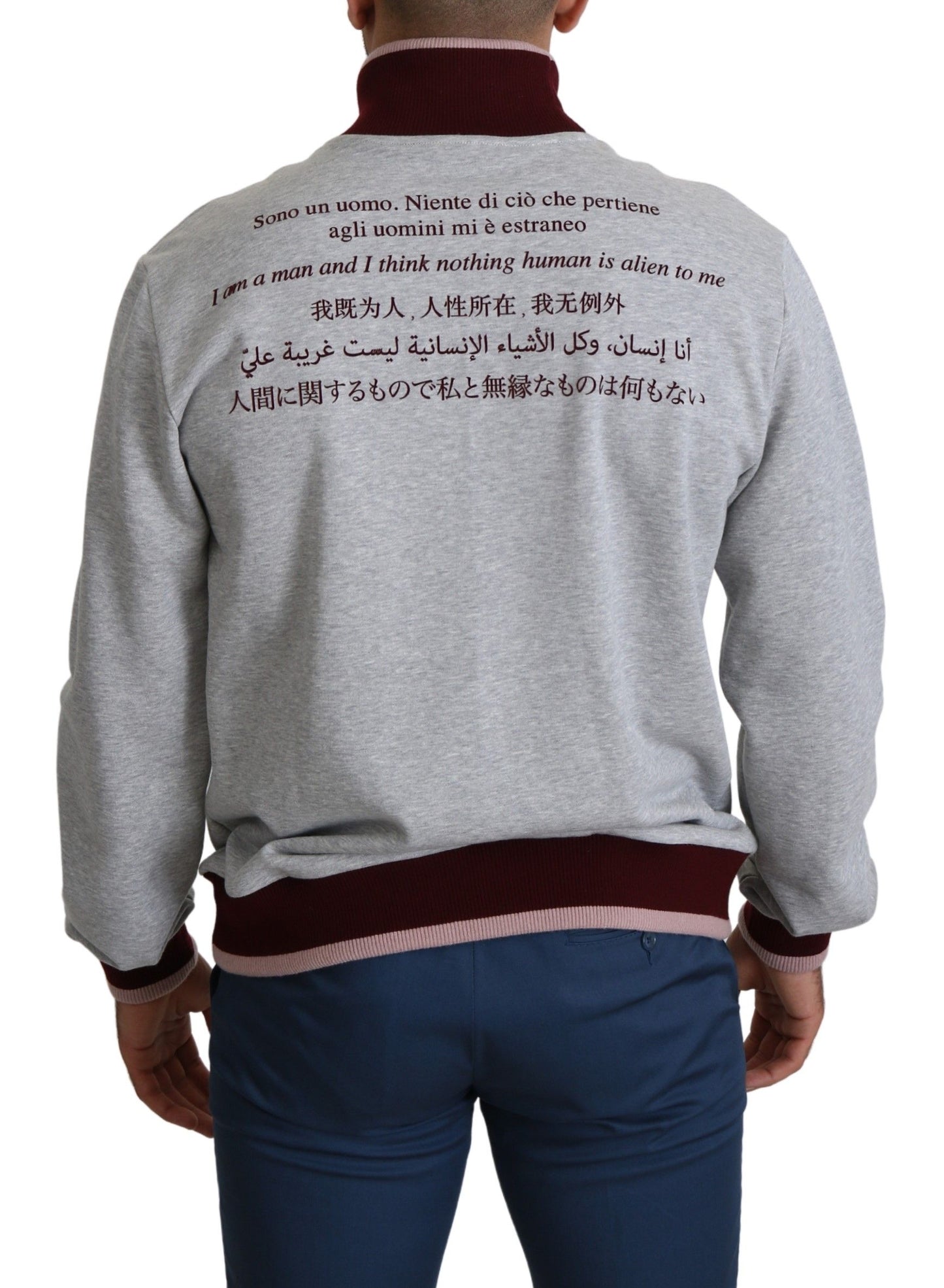 Dolce &amp; Gabbana Grauer Homo Sum Rollkragenpullover