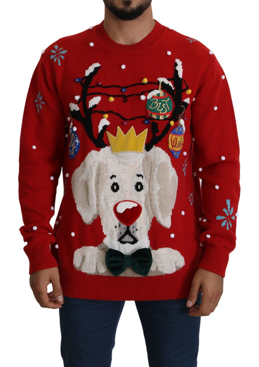 Dolce &amp; Gabbana Pull en cachemire rouge pour chien de Noël