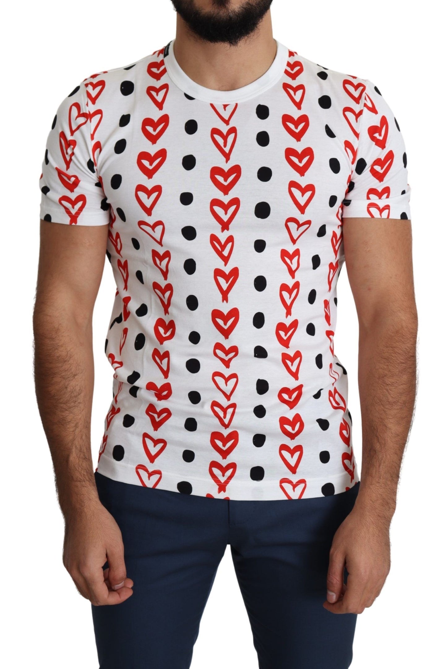 Dolce &amp; Gabbana T-shirt en coton imprimé coeurs blancs pour hommes