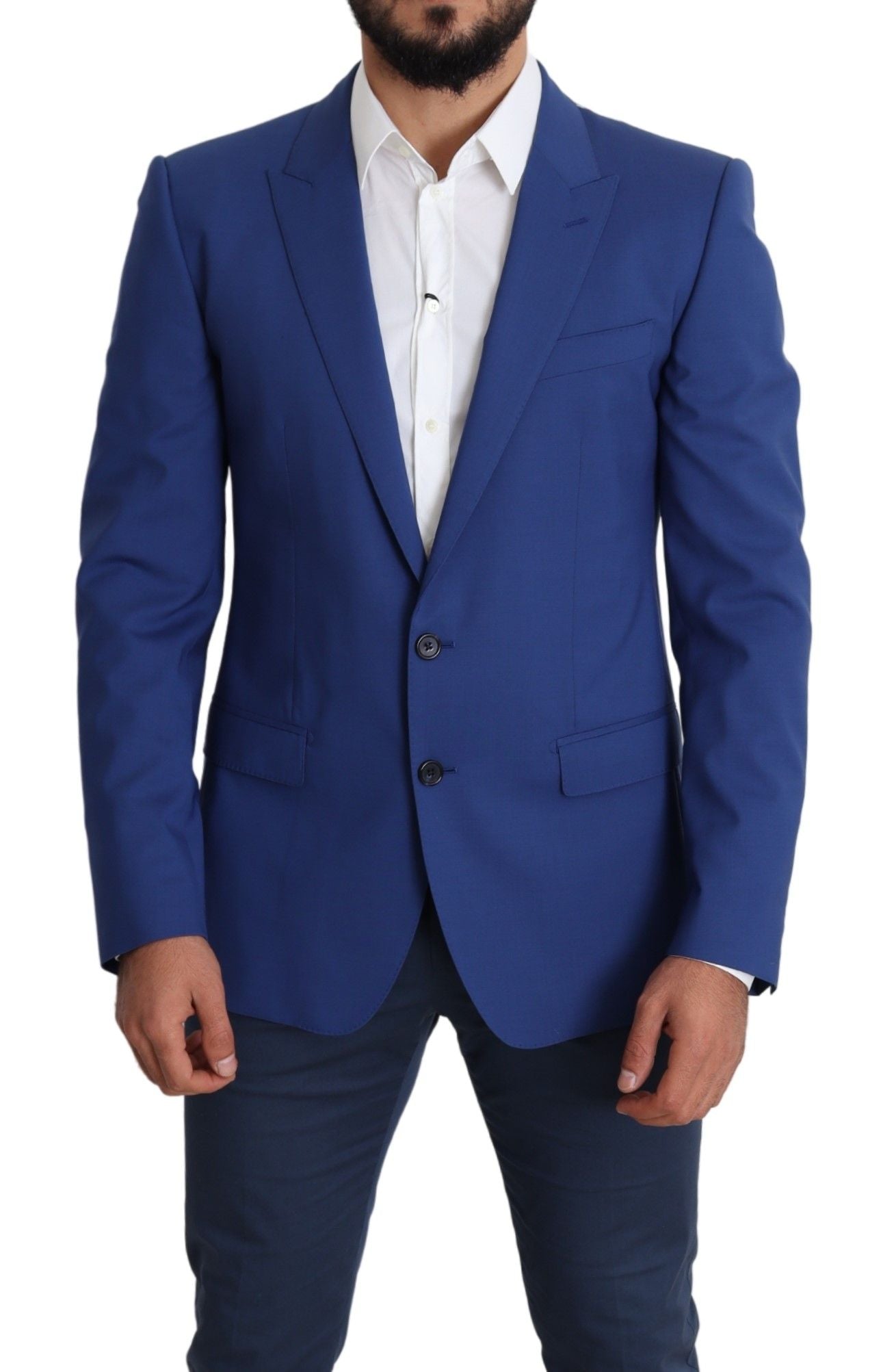 Dolce &amp; Gabbana Manteau à simple boutonnage en laine bleue Blazer MARTINI