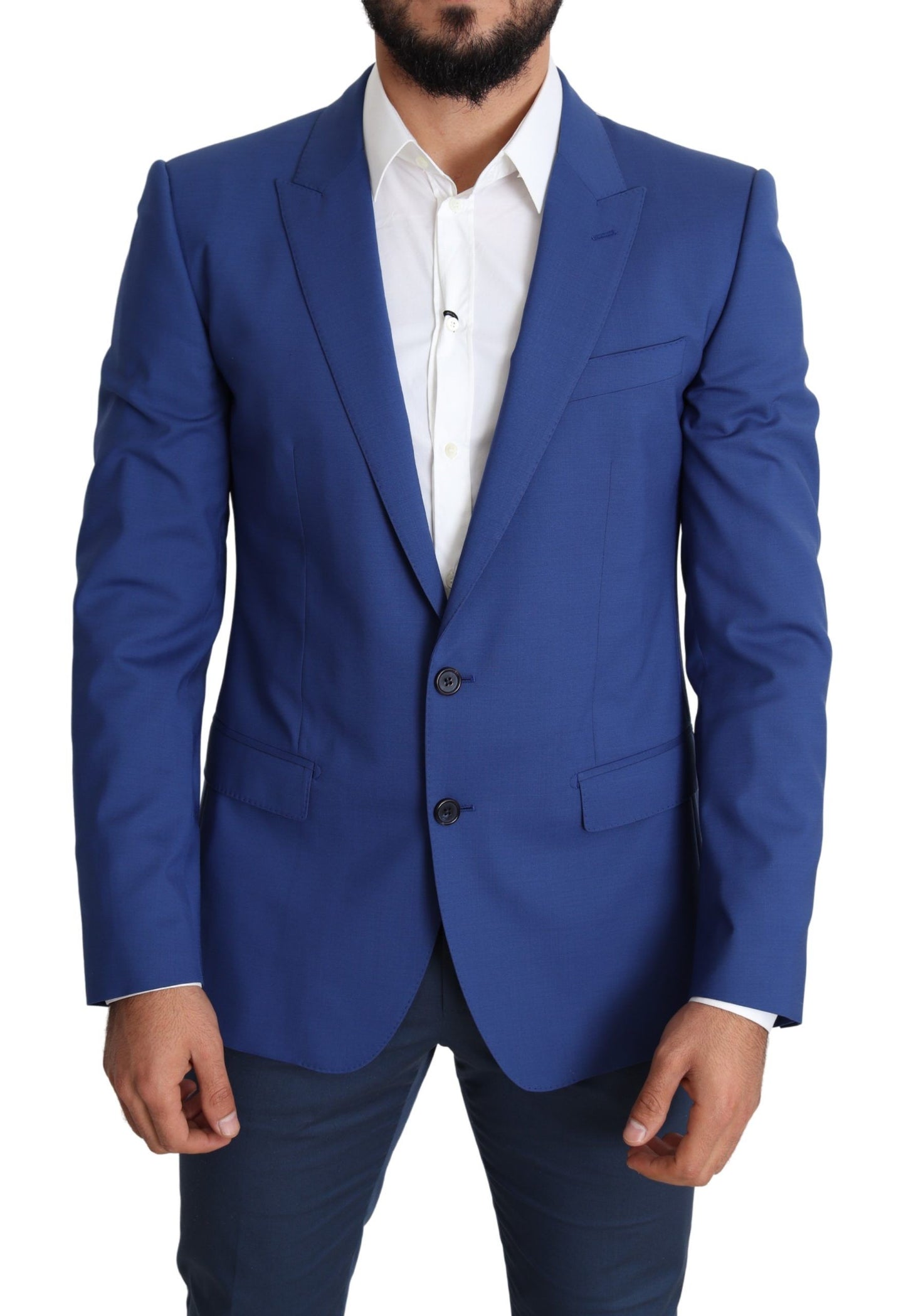 Dolce &amp; Gabbana Manteau à simple boutonnage en laine bleue Blazer MARTINI