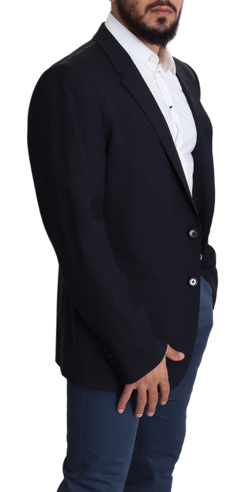 Dolce &amp; Gabbana Manteau homme stretch en laine noire Blazer MARTINI