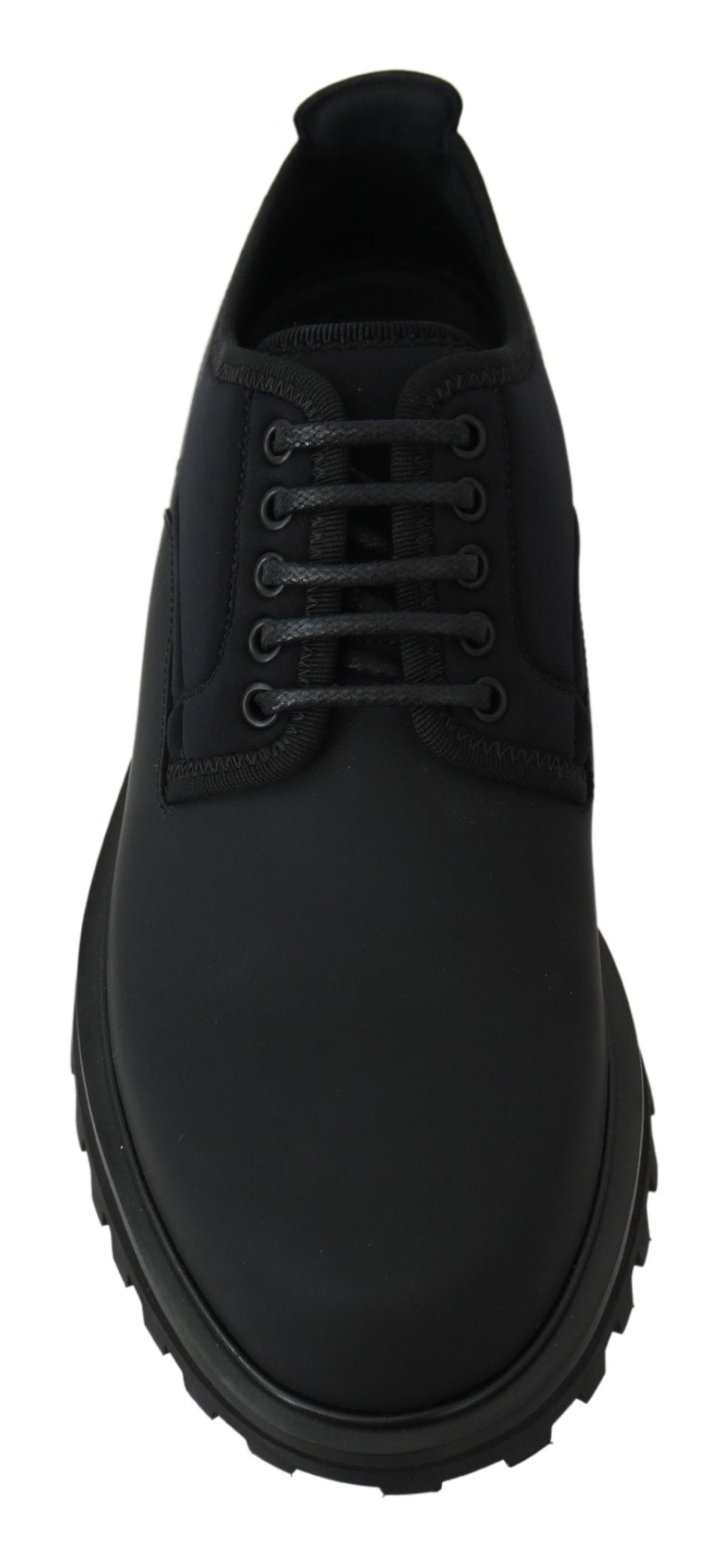 Dolce &amp; Gabbana Chaussures Derby Vulcano épaisses en cuir de veau caoutchouté noir