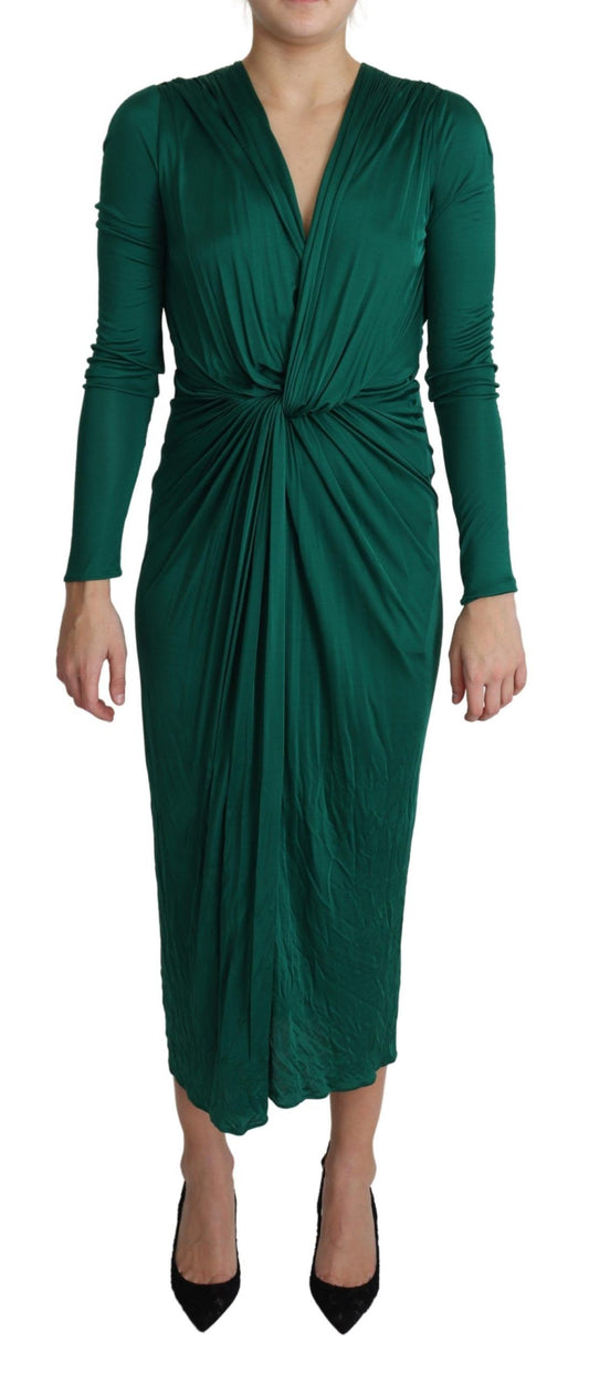 Dolce &amp; Gabbana Robe midi ajustée en viscose silhouette verte