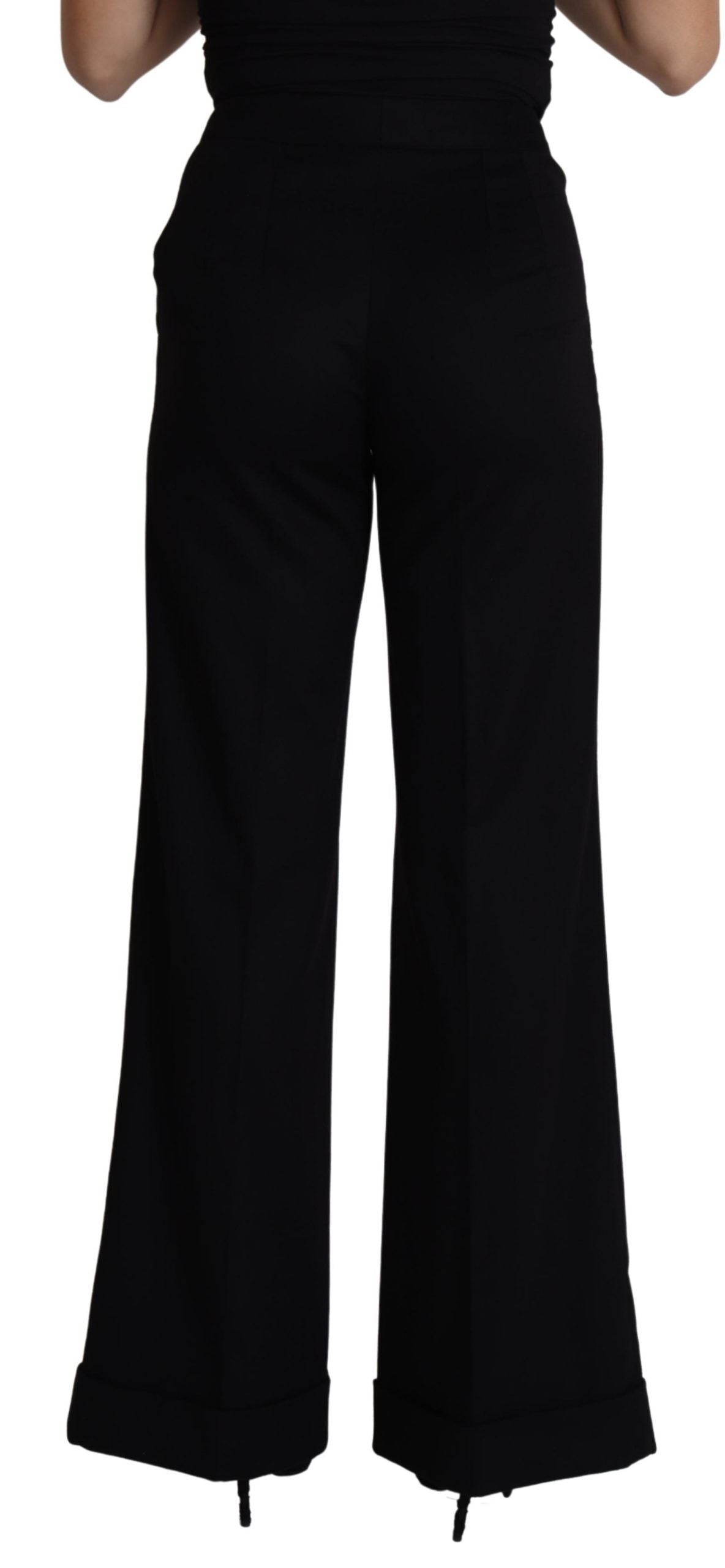 Dolce &amp; Gabbana Damen-Hose aus schwarzem Kaschmir mit weitem Bein