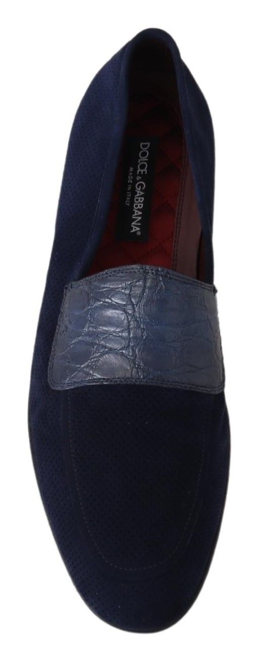 Dolce &amp; Gabbana Mocassins Caiman en daim bleu