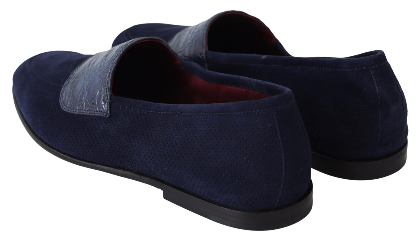 Dolce &amp; Gabbana Mocassins Caiman en daim bleu