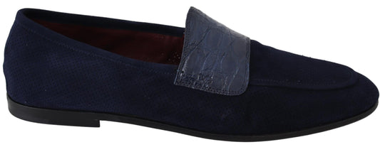 Dolce &amp; Gabbana Mocassins Caiman en daim bleu