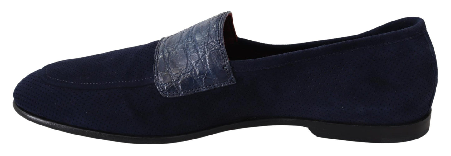 Dolce &amp; Gabbana Mocassins Caiman en daim bleu