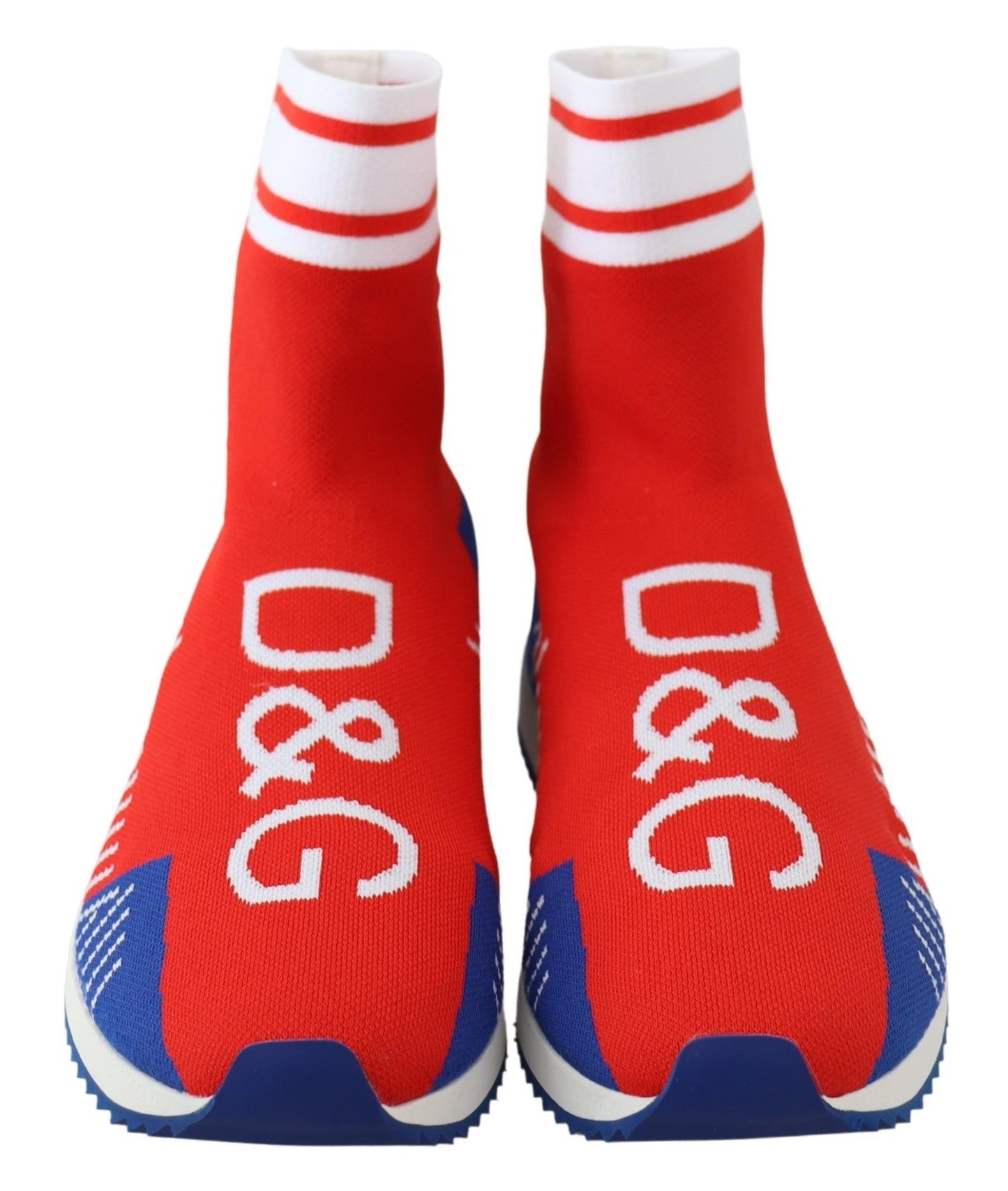 Dolce &amp; Gabbana Bleu Rouge Sorrento Logo Baskets Chaussettes Chaussures