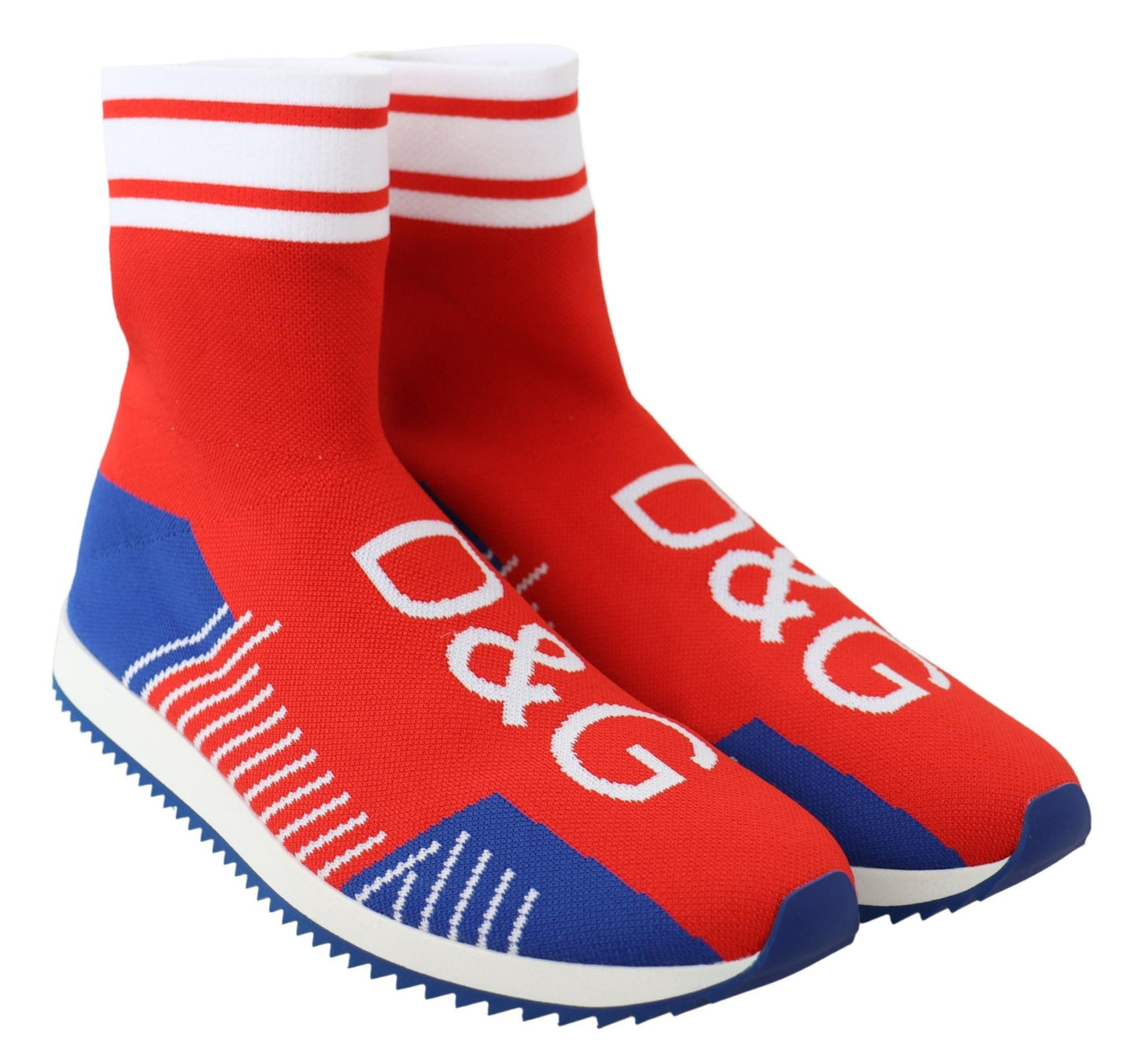 Dolce &amp; Gabbana Bleu Rouge Sorrento Logo Baskets Chaussettes Chaussures