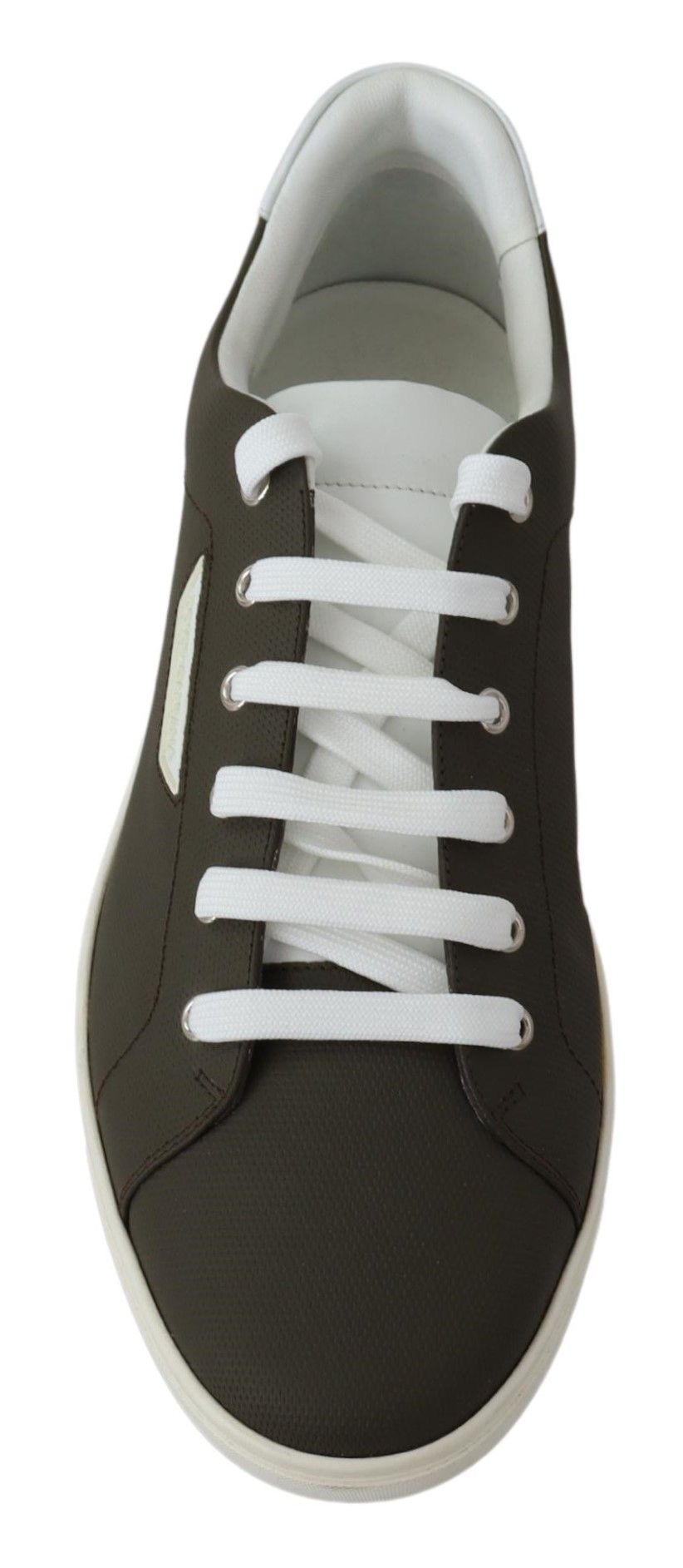 Dolce &amp; Gabbana Low-Top-Sneakers aus weißem, grünem Leder