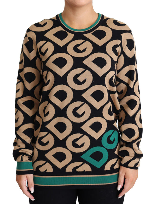 Dolce &amp; Gabbana Mehrfarbiger DG Mania Wollpullover mit Rundhalsausschnitt