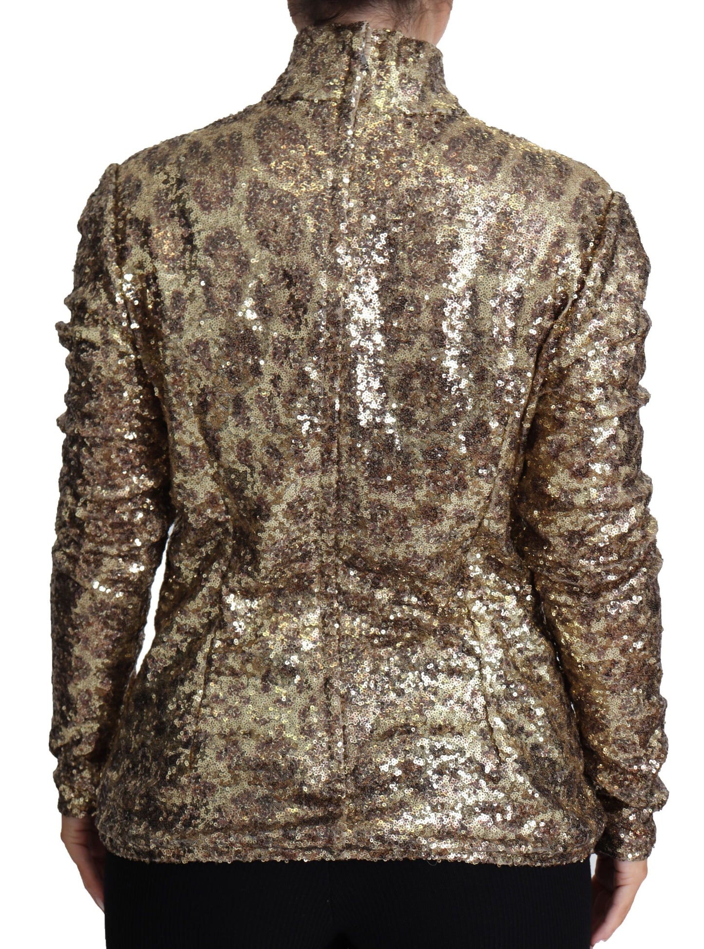 Dolce &amp; Gabbana Pull à col roulé et sequins coupe léopard marron