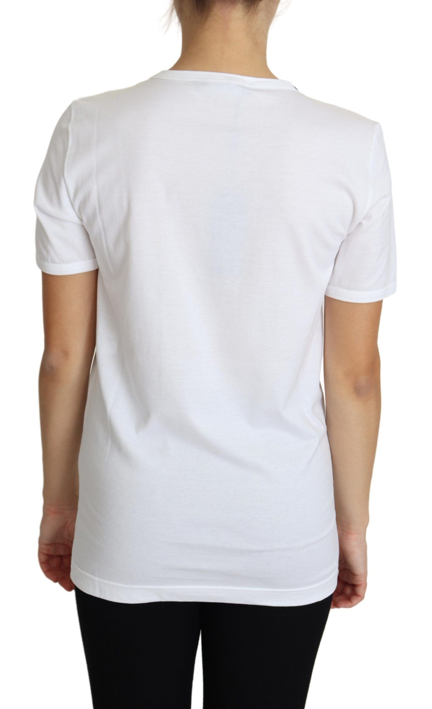 Dolce &amp; Gabbana Haut T-shirt Blanc San Valentino Avec Cristaux Coeur