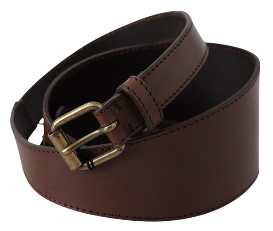 PLEIN SUD Ceinture en cuir marron avec boucle en métal doré