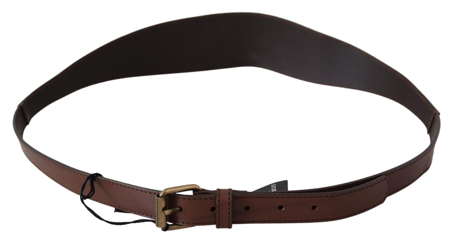 PLEIN SUD Chic Dark Brown Leather Fashion Belt