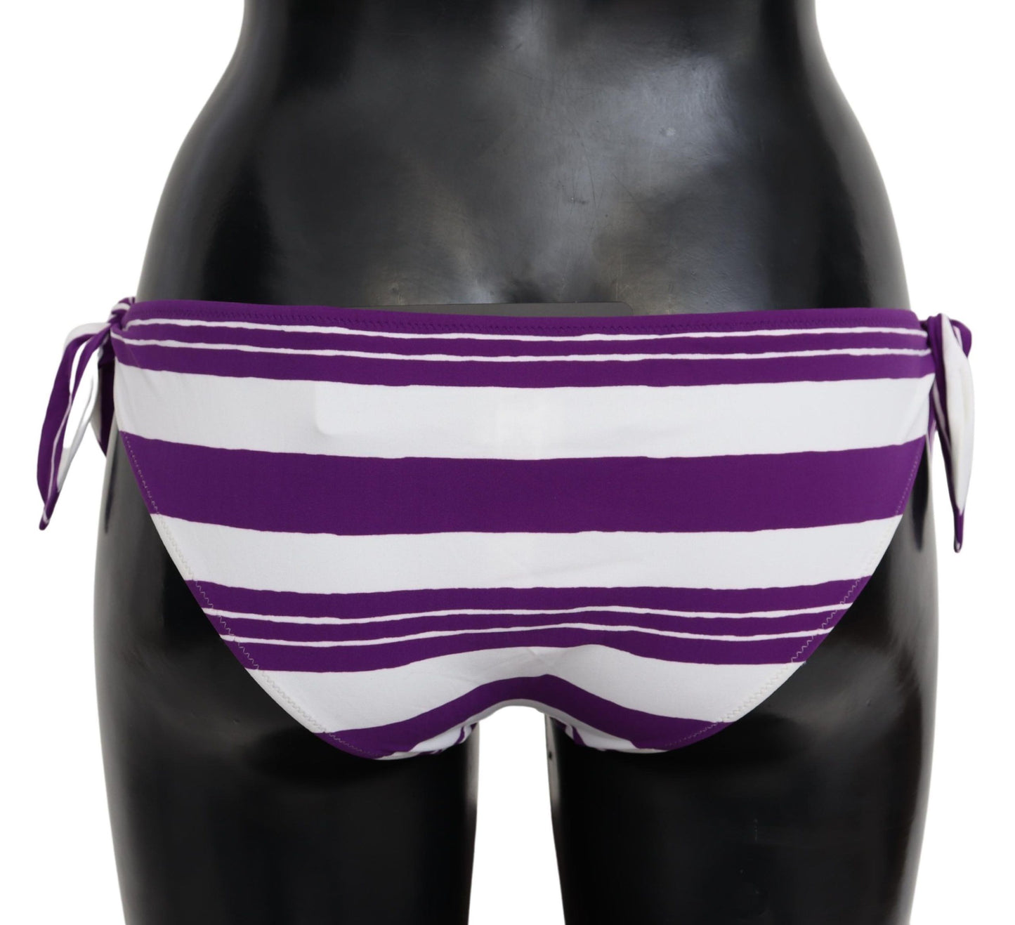 Dolce &amp; Gabbana Bas de bikini de plage à rayures blanches violettes