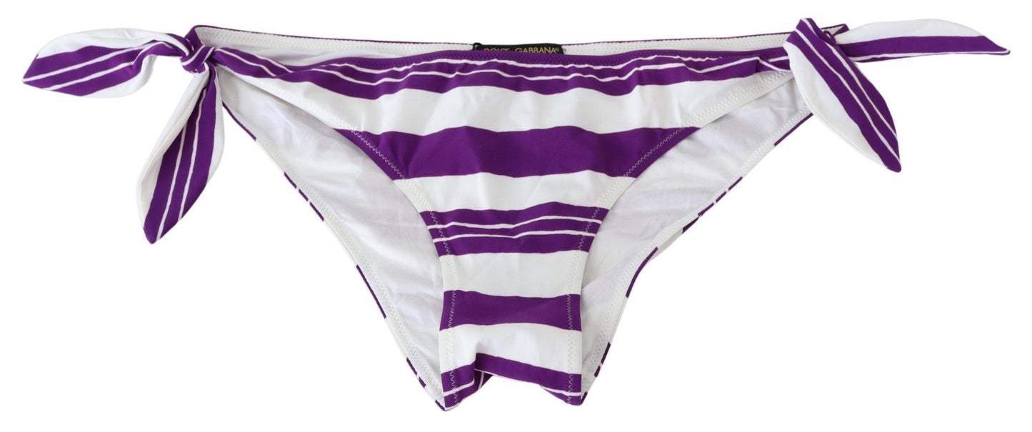 Dolce &amp; Gabbana Bas de bikini de plage à rayures blanches violettes