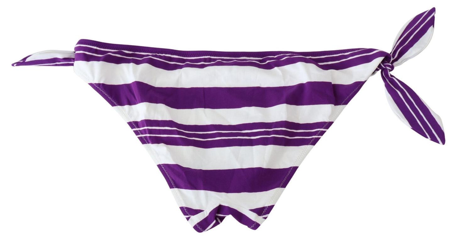 Dolce &amp; Gabbana Bas de bikini de plage à rayures blanches violettes