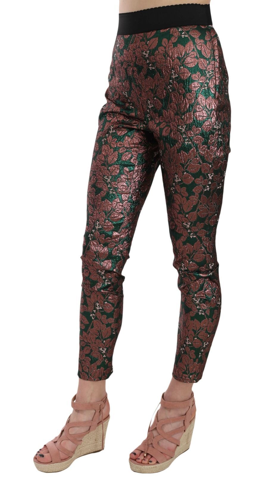 Mehrfarbige, schillernde Brokat-Jacquard-Hose von Dolce &amp; Gabbana