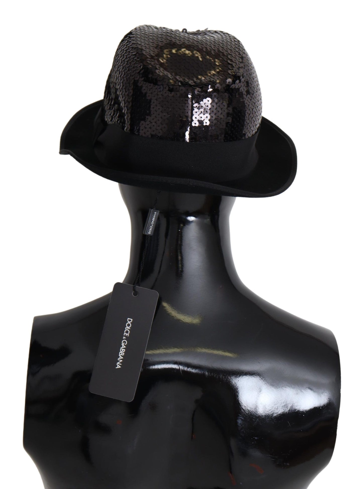 Chapeau Fedora Capello en polyester noir à paillettes pour femmes Dolce &amp; Gabbana