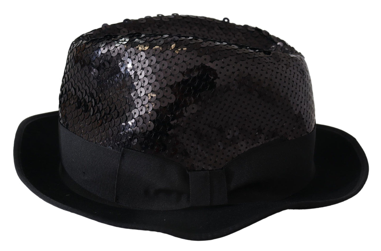 Chapeau Fedora Capello en polyester noir à paillettes pour femmes Dolce &amp; Gabbana