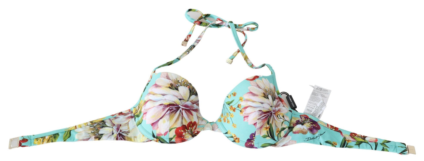 Hauts de bikini de plage à imprimé floral vert menthe Dolce &amp; Gabbana