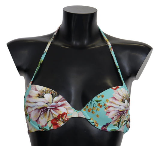 Hauts de bikini de plage à imprimé floral vert menthe Dolce &amp; Gabbana