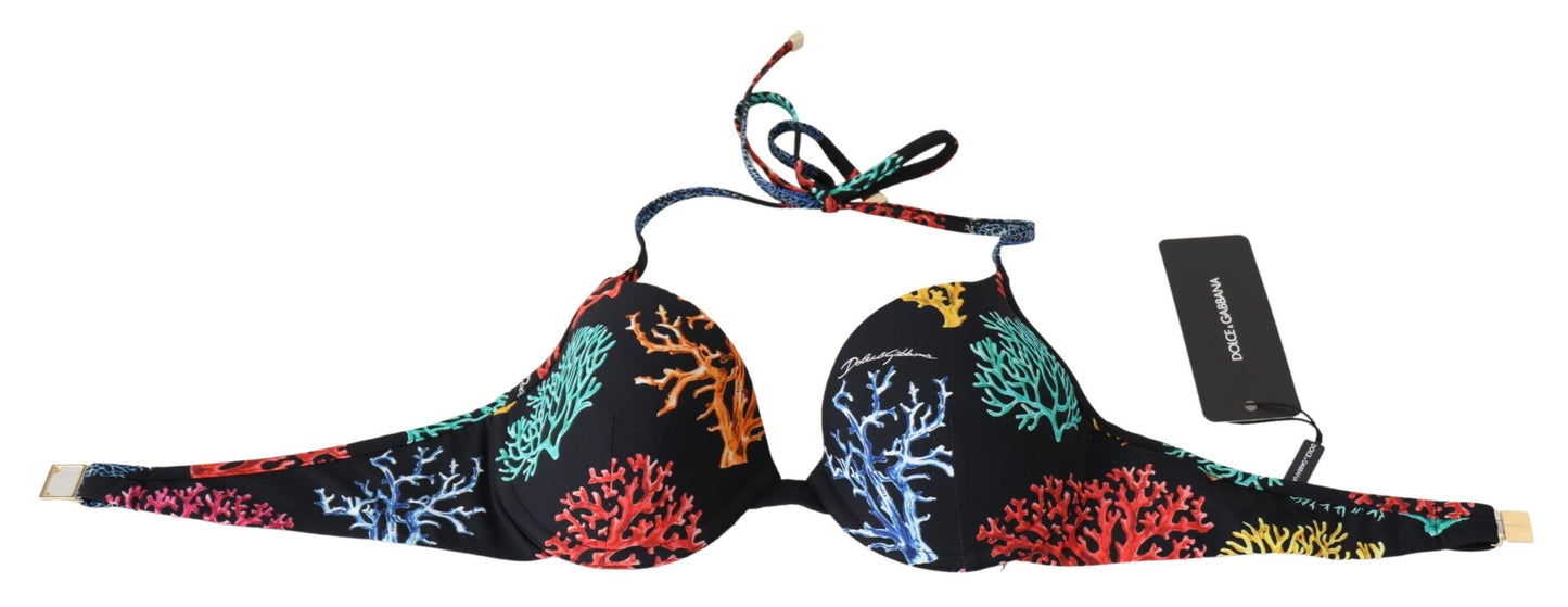 Dolce &amp; Gabbana Hauts de bikini de plage à imprimé coraux noirs pour femme