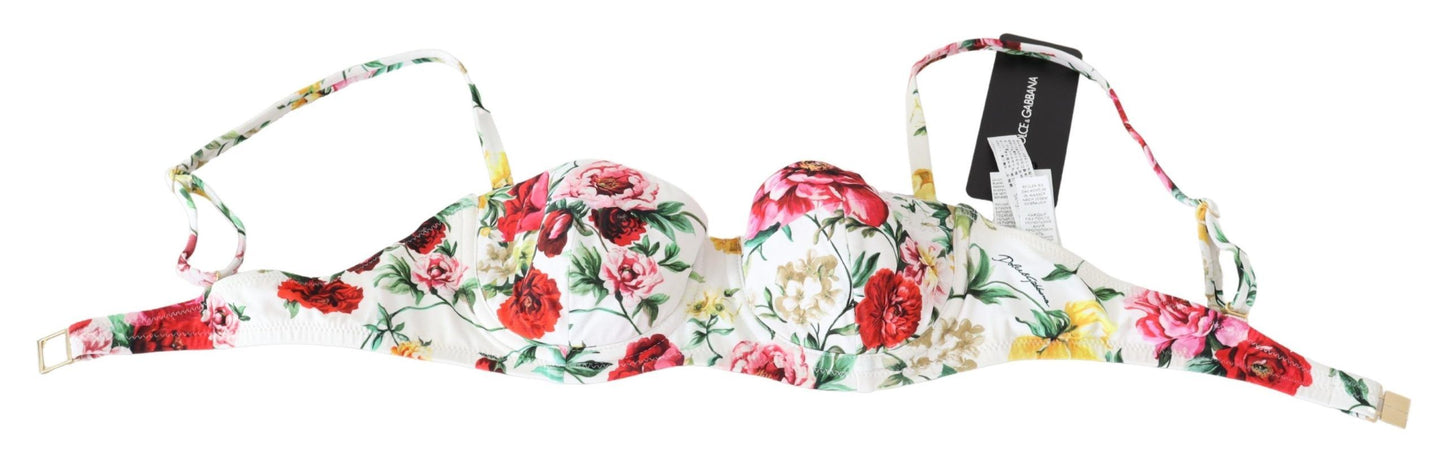 Dolce &amp; Gabbana Maillot de bain blanc à imprimé floral Hauts de bikini de plage