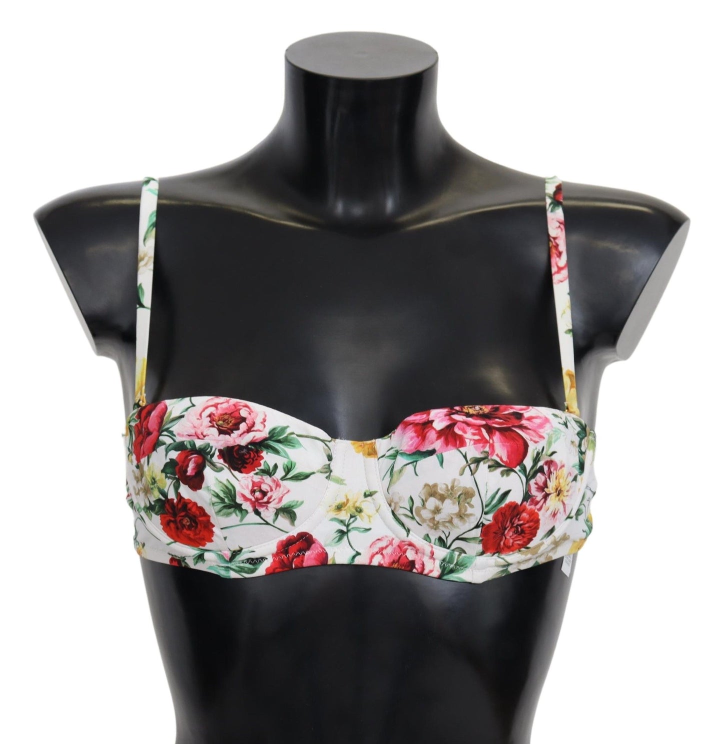 Dolce &amp; Gabbana Weißer Badeanzug mit Blumenmuster und Strandmode-Bikinioberteil