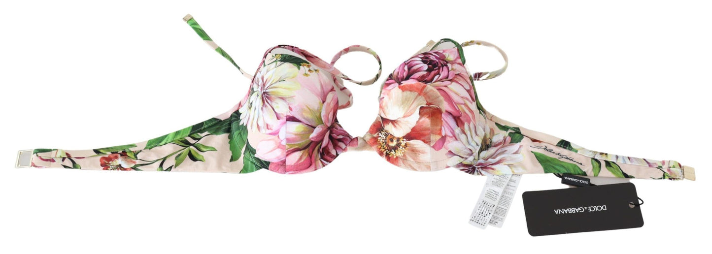 Mehrfarbiger Badeanzug mit Blumenmuster von Dolce &amp; Gabbana, Strandmode-Bikinioberteil