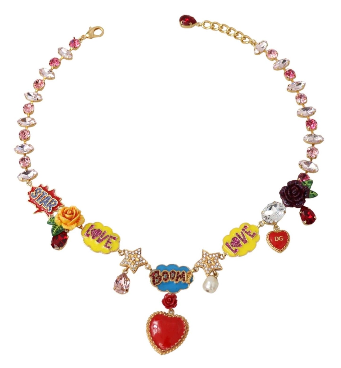 Dolce &amp; Gabbana Collier chaîne en or avec cristaux Love Star Boom