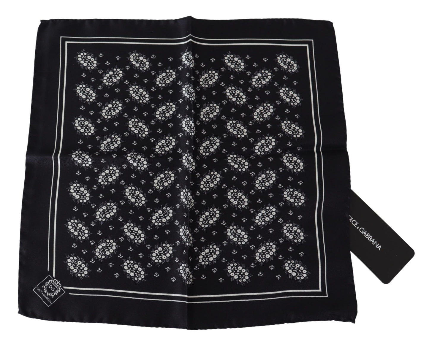 Dolce &amp; Gabbana Foulard carré à motifs noir Mouchoir en soie