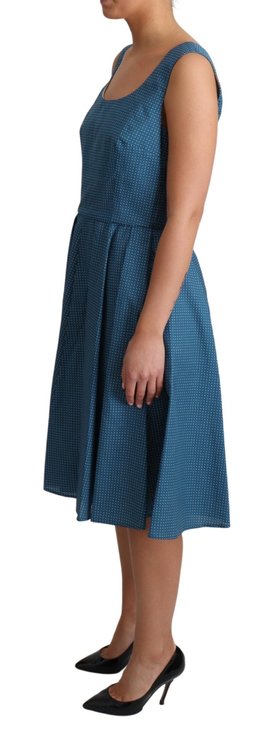 Dolce &amp; Gabbana Blau gepunktetes A-Linien-Kleid aus Baumwolle